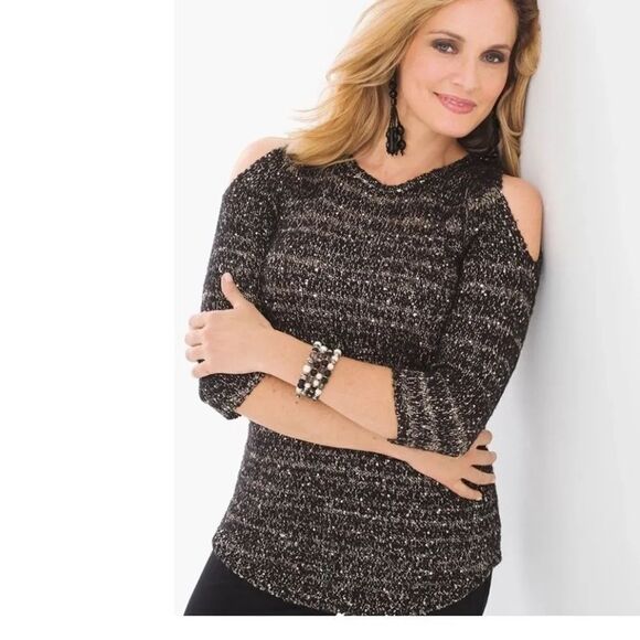 Chico's Sweaters - NWT Chico's Shelley Pullover Cold Shoulder Size L